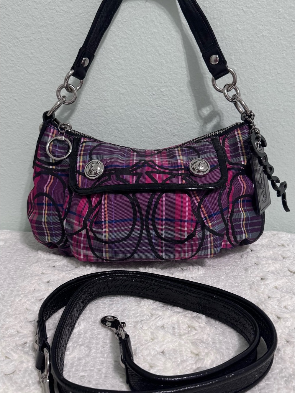 Coach Poppy Tartan Groovy 2-Way Shoulder And Crossbody Bag ‘09